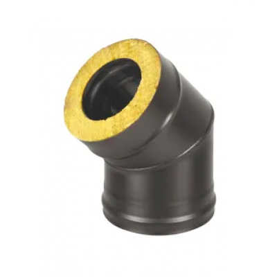 Сэндвич-колено BLACK (AISI 430/0,8мм) 45* 2 секции диаметр дымохода: 115х200 мм